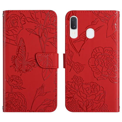 Skin Feel Butterfly Peony Embossed Leather Phone Case, For Samsung Galaxy A12, For Samsung Galaxy A13 4G, For Samsung Galaxy A13 5G, For Samsung Galaxy A20 / A30, For Samsung Galaxy A20e, For Samsung Galaxy A20s, For Samsung Galaxy A21                 ...
