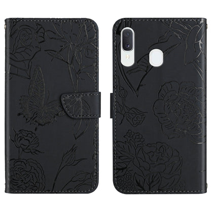 Skin Feel Butterfly Peony Embossed Leather Phone Case, For Samsung Galaxy A12, For Samsung Galaxy A13 4G, For Samsung Galaxy A13 5G, For Samsung Galaxy A20 / A30, For Samsung Galaxy A20e, For Samsung Galaxy A20s, For Samsung Galaxy A21                 ...