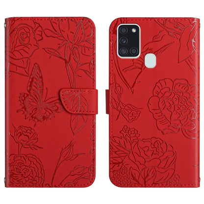 Skin Feel Butterfly Peony Embossed Leather Phone Case, For Samsung Galaxy A12, For Samsung Galaxy A13 4G, For Samsung Galaxy A13 5G, For Samsung Galaxy A20 / A30, For Samsung Galaxy A20e, For Samsung Galaxy A20s, For Samsung Galaxy A21                 ...