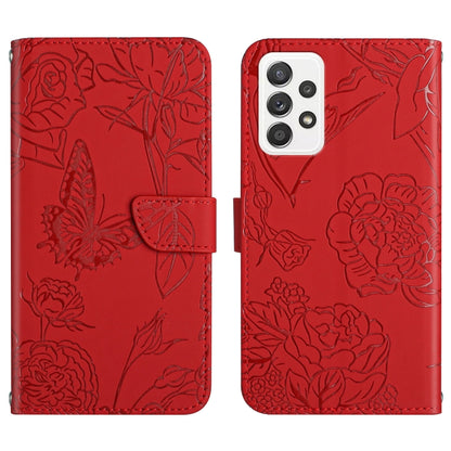 Skin Feel Butterfly Peony Embossed Leather Phone Case, For Samsung Galaxy A22 5G, For Samsung Galaxy A23 4G, For Samsung Galaxy A32 4G, For Samsung Galaxy A32 5G, For Samsung Galaxy A33 5G, For Samsung Galaxy A40, For Samsung Galaxy A41                ...
