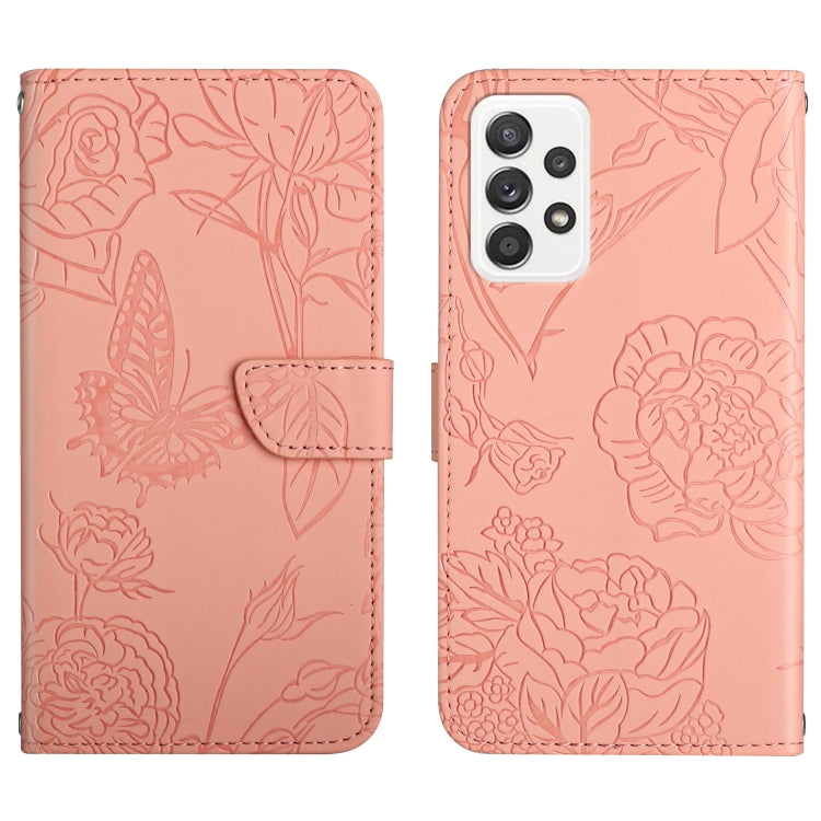 Skin Feel Butterfly Peony Embossed Leather Phone Case, For Samsung Galaxy A22 5G, For Samsung Galaxy A23 4G, For Samsung Galaxy A32 4G, For Samsung Galaxy A32 5G, For Samsung Galaxy A33 5G, For Samsung Galaxy A40, For Samsung Galaxy A41                ...