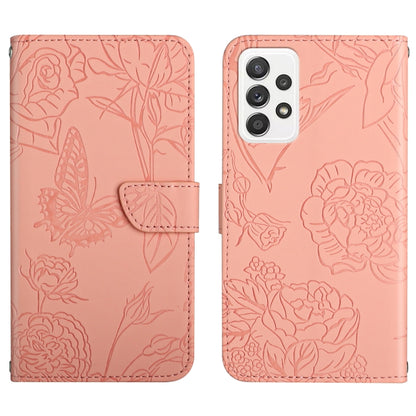 Skin Feel Butterfly Peony Embossed Leather Phone Case, For Samsung Galaxy A22 5G, For Samsung Galaxy A23 4G, For Samsung Galaxy A32 4G, For Samsung Galaxy A32 5G, For Samsung Galaxy A33 5G, For Samsung Galaxy A40, For Samsung Galaxy A41                ...