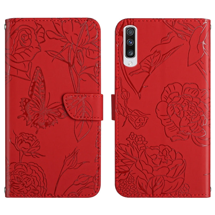 Skin Feel Butterfly Peony Embossed Leather Phone Case, For Samsung Galaxy A22 5G, For Samsung Galaxy A23 4G, For Samsung Galaxy A32 4G, For Samsung Galaxy A32 5G, For Samsung Galaxy A33 5G, For Samsung Galaxy A40, For Samsung Galaxy A41                ...