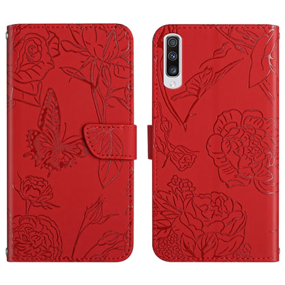 Skin Feel Butterfly Peony Embossed Leather Phone Case, For Samsung Galaxy A51, For Samsung Galaxy A51 5G, For Samsung Galaxy A53 5G, For Samsung Galaxy A70, For Samsung Galaxy A70e, For Samsung Galaxy A71, For Samsung Galaxy A71 5G                     ...