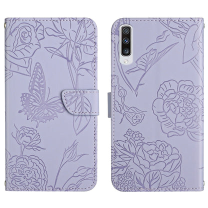 Skin Feel Butterfly Peony Embossed Leather Phone Case, For Samsung Galaxy A51, For Samsung Galaxy A51 5G, For Samsung Galaxy A53 5G, For Samsung Galaxy A70, For Samsung Galaxy A70e, For Samsung Galaxy A71, For Samsung Galaxy A71 5G                     ...