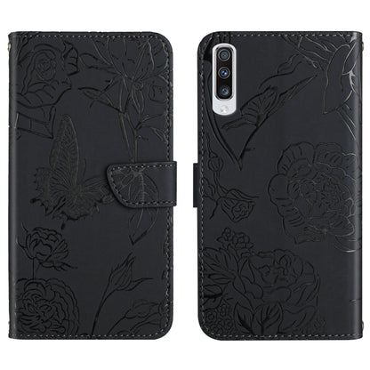 Skin Feel Butterfly Peony Embossed Leather Phone Case, For Samsung Galaxy A51, For Samsung Galaxy A51 5G, For Samsung Galaxy A53 5G, For Samsung Galaxy A70, For Samsung Galaxy A70e, For Samsung Galaxy A71, For Samsung Galaxy A71 5G                     ...