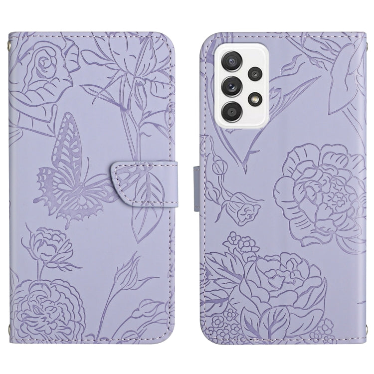 Skin Feel Butterfly Peony Embossed Leather Phone Case, For Samsung Galaxy A51, For Samsung Galaxy A51 5G, For Samsung Galaxy A53 5G, For Samsung Galaxy A70, For Samsung Galaxy A70e, For Samsung Galaxy A71, For Samsung Galaxy A71 5G                     ...