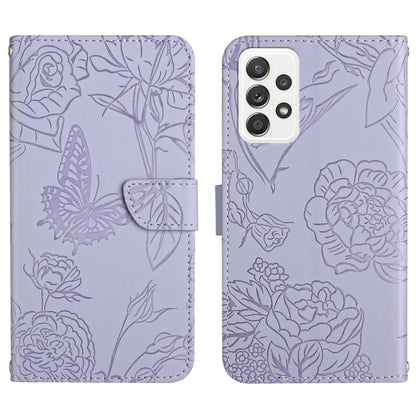 Skin Feel Butterfly Peony Embossed Leather Phone Case, For Samsung Galaxy A51, For Samsung Galaxy A51 5G, For Samsung Galaxy A53 5G, For Samsung Galaxy A70, For Samsung Galaxy A70e, For Samsung Galaxy A71, For Samsung Galaxy A71 5G                     ...
