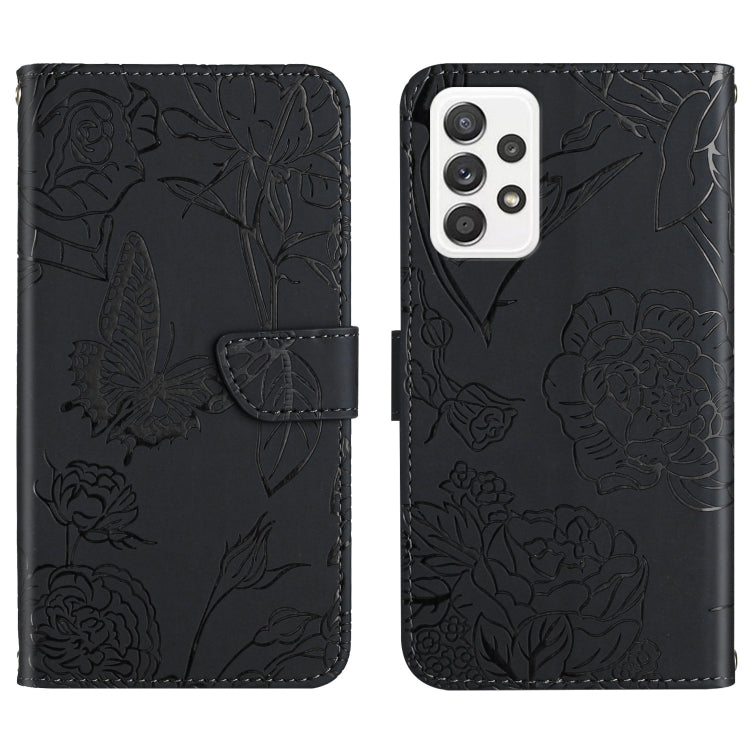 Skin Feel Butterfly Peony Embossed Leather Phone Case, For Samsung Galaxy A51, For Samsung Galaxy A51 5G, For Samsung Galaxy A53 5G, For Samsung Galaxy A70, For Samsung Galaxy A70e, For Samsung Galaxy A71, For Samsung Galaxy A71 5G                     ...