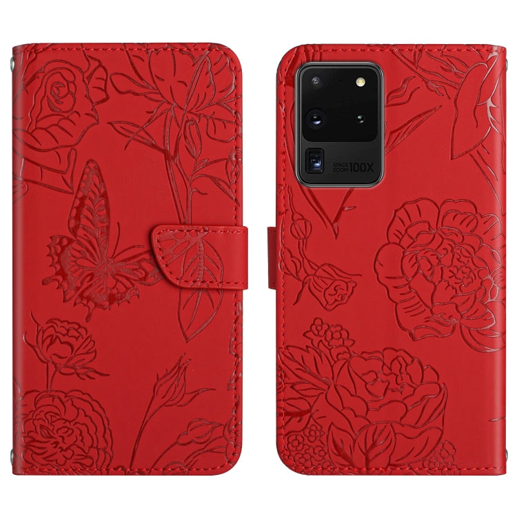 Skin Feel Butterfly Peony Embossed Leather Phone Case, For Samsung Galaxy S20+, For Samsung Galaxy S20 Ultra, For Samsung Galaxy S21 5G, For Samsung Galaxy S21 FE 5G, For Samsung Galaxy S21+ 5G, For Samsung Galaxy S21 Ultra 5G, For Samsung Galaxy S22 5...