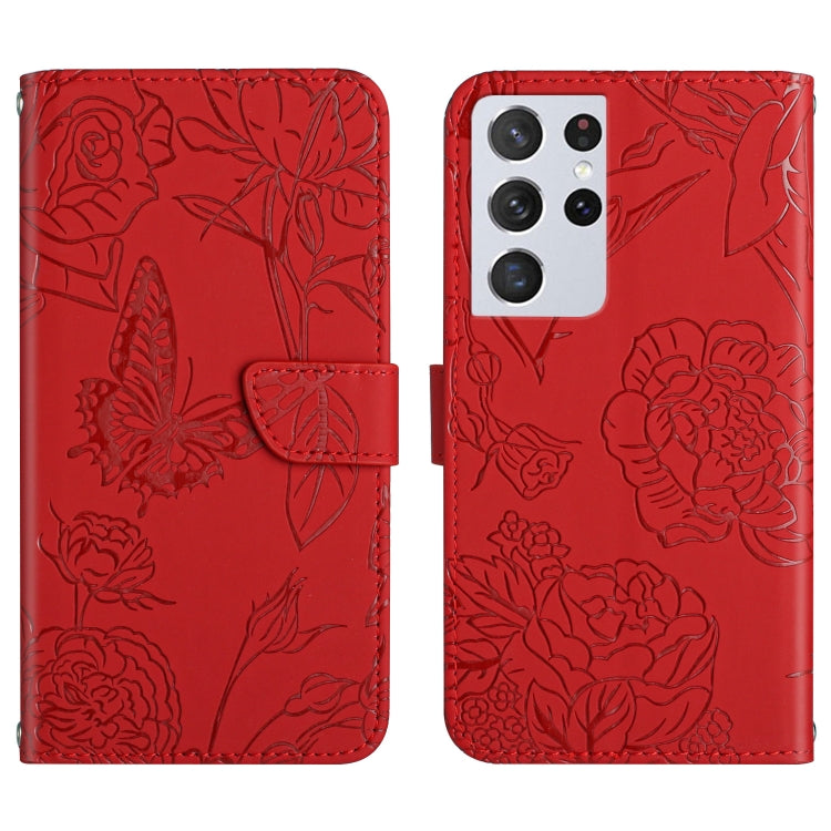 Skin Feel Butterfly Peony Embossed Leather Phone Case, For Samsung Galaxy S20+, For Samsung Galaxy S20 Ultra, For Samsung Galaxy S21 5G, For Samsung Galaxy S21 FE 5G, For Samsung Galaxy S21+ 5G, For Samsung Galaxy S21 Ultra 5G, For Samsung Galaxy S22 5...