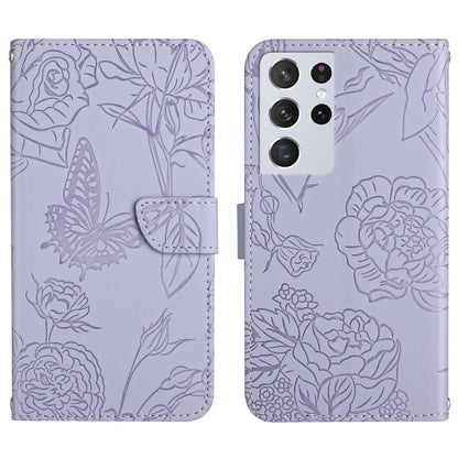 Skin Feel Butterfly Peony Embossed Leather Phone Case, For Samsung Galaxy S20+, For Samsung Galaxy S20 Ultra, For Samsung Galaxy S21 5G, For Samsung Galaxy S21 FE 5G, For Samsung Galaxy S21+ 5G, For Samsung Galaxy S21 Ultra 5G, For Samsung Galaxy S22 5...