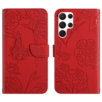 Skin Feel Butterfly Peony Embossed Leather Phone Case, For Samsung Galaxy S20+, For Samsung Galaxy S20 Ultra, For Samsung Galaxy S21 5G, For Samsung Galaxy S21 FE 5G, For Samsung Galaxy S21+ 5G, For Samsung Galaxy S21 Ultra 5G, For Samsung Galaxy S22 5...