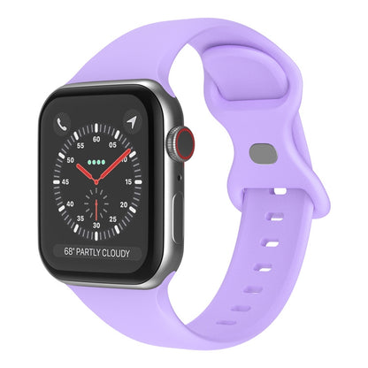 Butterfly Buckle Silicone Watchband, Size: S For Apple Watch Series, 7 41mm / 6&SE&5&4 40mm / 3&2&1 38mm