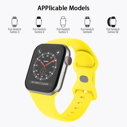 Butterfly Buckle Silicone Watchband, Size: S For Apple Watch Series, 7 41mm / 6&SE&5&4 40mm / 3&2&1 38mm