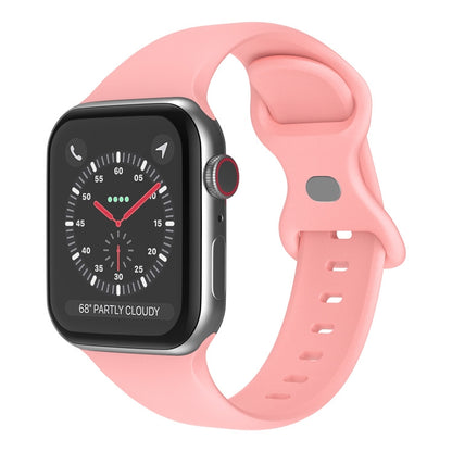Butterfly Buckle Silicone Watchband, Size: S For Apple Watch Series, 7 45mm / 6&SE&5&4 44mm / 3&2&1 42mm