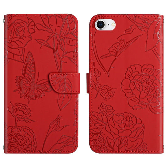 Skin Feel Butterfly Peony Embossed Leather Phone Case, For iPhone SE 2022 / SE 2020 / 8 / 7, For iPhone 8 Plus / 7 Plus, For iPhone 11, For iPhone 11 Pro, For iPhone 11 Pro Max, For iPhone 12, For iPhone 12 mini, For iPhone 12 Pro, For iPhone 12 Pro Max