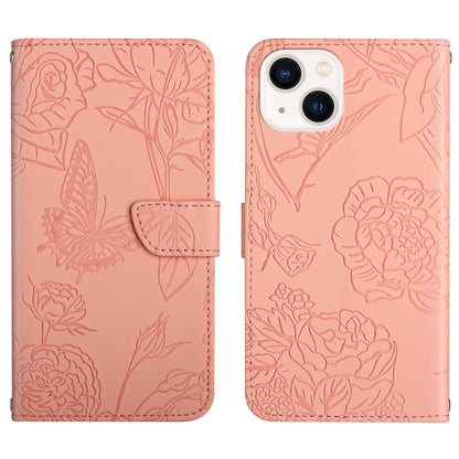 Skin Feel Butterfly Peony Embossed Leather Phone Case, For iPhone 13, For iPhone 13 mini, For iPhone 13 Pro, For iPhone 13 Pro Max, For iPhone XS / X, For iPhone XR, For iPhone XS Max