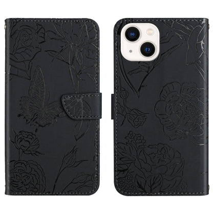 Skin Feel Butterfly Peony Embossed Leather Phone Case, For iPhone 13, For iPhone 13 mini, For iPhone 13 Pro, For iPhone 13 Pro Max, For iPhone XS / X, For iPhone XR, For iPhone XS Max