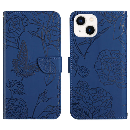 Skin Feel Butterfly Peony Embossed Leather Phone Case, For iPhone 13, For iPhone 13 mini, For iPhone 13 Pro, For iPhone 13 Pro Max, For iPhone XS / X, For iPhone XR, For iPhone XS Max