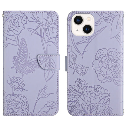 Skin Feel Butterfly Peony Embossed Leather Phone Case, For iPhone 13, For iPhone 13 mini, For iPhone 13 Pro, For iPhone 13 Pro Max, For iPhone XS / X, For iPhone XR, For iPhone XS Max