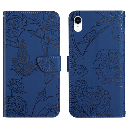 Skin Feel Butterfly Peony Embossed Leather Phone Case, For iPhone 13, For iPhone 13 mini, For iPhone 13 Pro, For iPhone 13 Pro Max, For iPhone XS / X, For iPhone XR, For iPhone XS Max