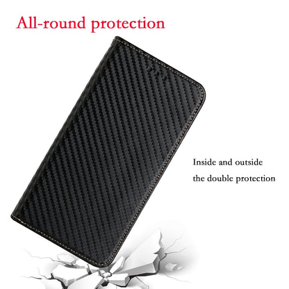 Carbon Fiber Texture Flip Holder Leather Phone Case, For Samsung Galaxy A13 5G, For Samsung Galaxy A33 5G, For Samsung Galaxy A53, For Samsung Galaxy S22 Ultra 5G, For Samsung Galaxy S22 5G, For Samsung Galaxy S22+ 5G, For OPPO A16, For vivo Y21