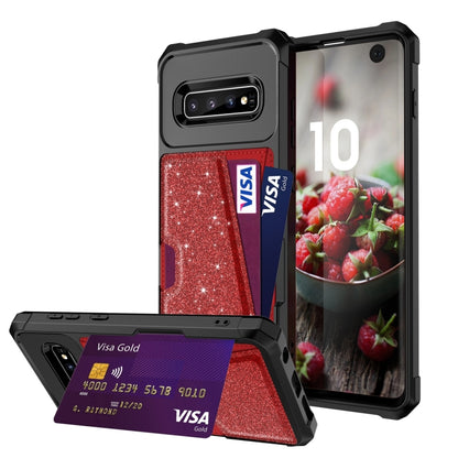 Glitter Magnetic Card Bag Phone Case, For Samsung Galaxy S10, For Samsung Galaxy S10+, For Samsung Galaxy S10e, For Samsung Galaxy S9, For Samsung Galaxy S9+, For Samsung Galaxy Note9