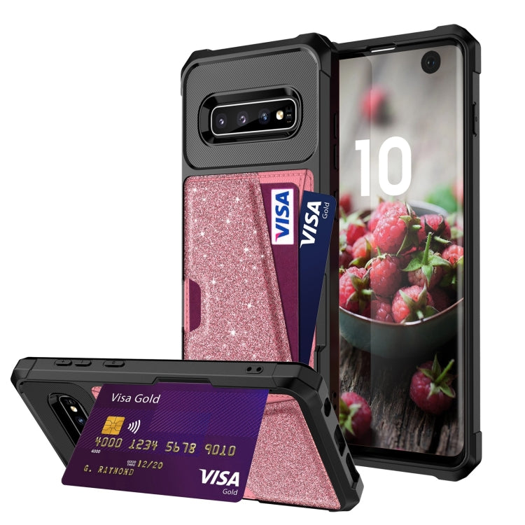 Glitter Magnetic Card Bag Phone Case, For Samsung Galaxy S10, For Samsung Galaxy S10+, For Samsung Galaxy S10e, For Samsung Galaxy S9, For Samsung Galaxy S9+, For Samsung Galaxy Note9