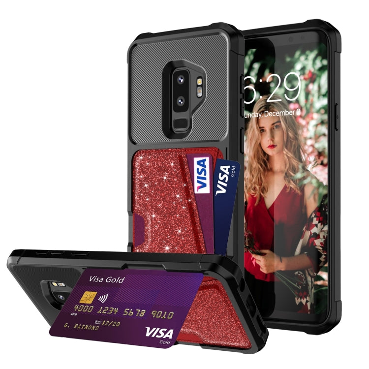 Glitter Magnetic Card Bag Phone Case, For Samsung Galaxy S10, For Samsung Galaxy S10+, For Samsung Galaxy S10e, For Samsung Galaxy S9, For Samsung Galaxy S9+, For Samsung Galaxy Note9