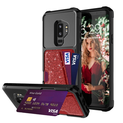 Glitter Magnetic Card Bag Phone Case, For Samsung Galaxy S10, For Samsung Galaxy S10+, For Samsung Galaxy S10e, For Samsung Galaxy S9, For Samsung Galaxy S9+, For Samsung Galaxy Note9