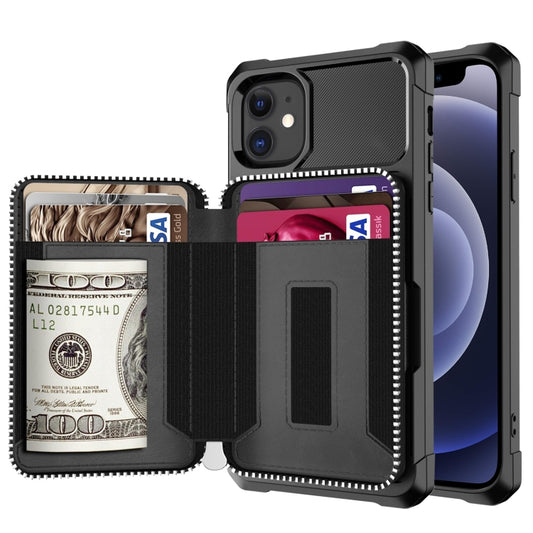 Zipper Wallet Card Bag PU Back Case, For iPhone 12 mini, For iPhone 12 / 12 Pro, For iPhone 12 Pro Max, For iPhone 11 Pro, For iPhone 11 Pro Max, For iPhone XR, For iPhone XS Max, For iPhone SE 2022 / SE 2020 / 7 / 8 / 6 / 6s