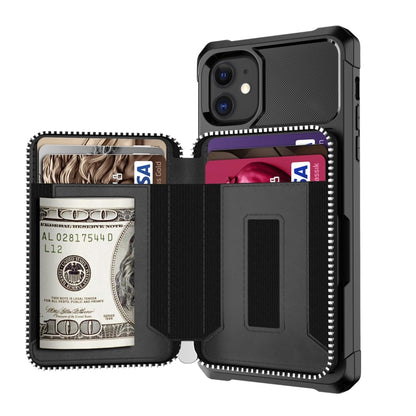 Zipper Wallet Card Bag PU Back Case, For iPhone 12 mini, For iPhone 12 / 12 Pro, For iPhone 12 Pro Max, For iPhone 11 Pro, For iPhone 11 Pro Max, For iPhone XR, For iPhone XS Max, For iPhone SE 2022 / SE 2020 / 7 / 8 / 6 / 6s                           ...