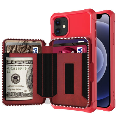 Zipper Wallet Card Bag PU Back Case, For iPhone 12 mini, For iPhone 12 / 12 Pro, For iPhone 12 Pro Max, For iPhone 11 Pro, For iPhone 11 Pro Max, For iPhone XR, For iPhone XS Max, For iPhone SE 2022 / SE 2020 / 7 / 8 / 6 / 6s                           ...