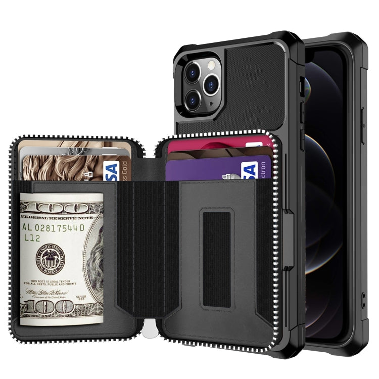 Zipper Wallet Card Bag PU Back Case, For iPhone 12 mini, For iPhone 12 / 12 Pro, For iPhone 12 Pro Max, For iPhone 11 Pro, For iPhone 11 Pro Max, For iPhone XR, For iPhone XS Max, For iPhone SE 2022 / SE 2020 / 7 / 8 / 6 / 6s                           ...