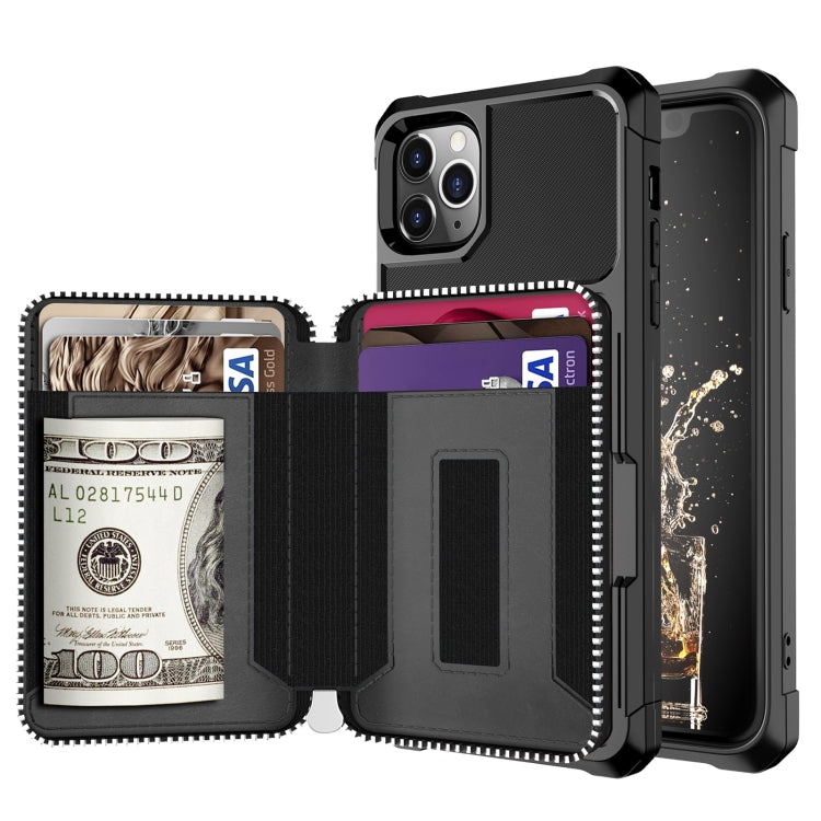 Zipper Wallet Card Bag PU Back Case, For iPhone 12 mini, For iPhone 12 / 12 Pro, For iPhone 12 Pro Max, For iPhone 11 Pro, For iPhone 11 Pro Max, For iPhone XR, For iPhone XS Max, For iPhone SE 2022 / SE 2020 / 7 / 8 / 6 / 6s                           ...