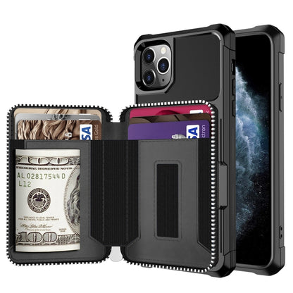 Zipper Wallet Card Bag PU Back Case, For iPhone 12 mini, For iPhone 12 / 12 Pro, For iPhone 12 Pro Max, For iPhone 11 Pro, For iPhone 11 Pro Max, For iPhone XR, For iPhone XS Max, For iPhone SE 2022 / SE 2020 / 7 / 8 / 6 / 6s                           ...