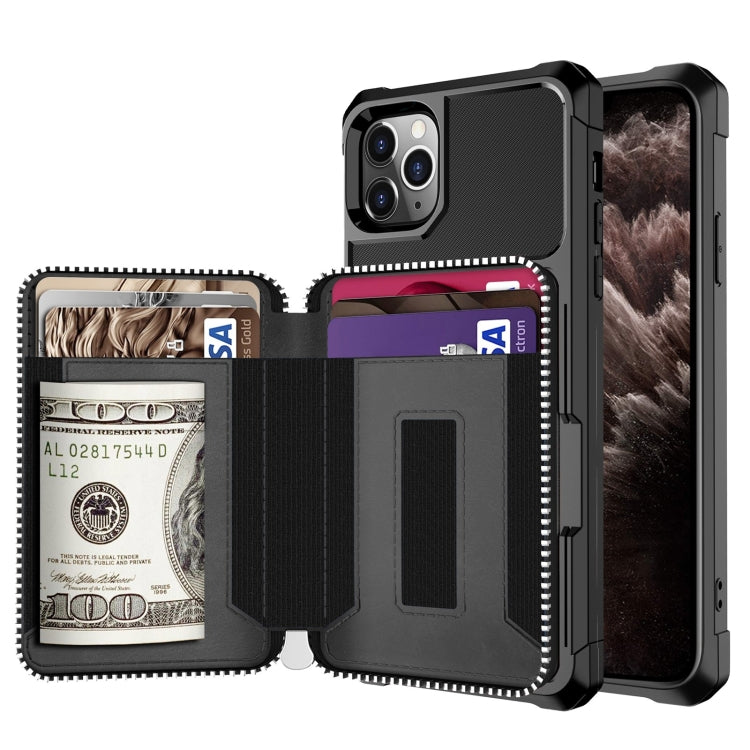 Zipper Wallet Card Bag PU Back Case, For iPhone 12 mini, For iPhone 12 / 12 Pro, For iPhone 12 Pro Max, For iPhone 11 Pro, For iPhone 11 Pro Max, For iPhone XR, For iPhone XS Max, For iPhone SE 2022 / SE 2020 / 7 / 8 / 6 / 6s                           ...