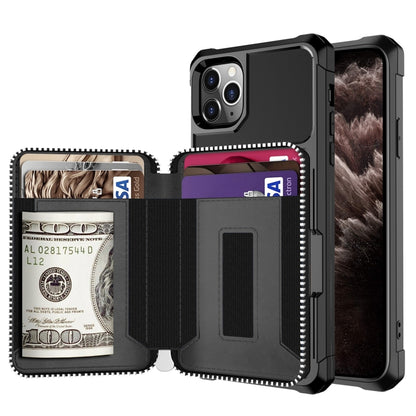Zipper Wallet Card Bag PU Back Case, For iPhone 12 mini, For iPhone 12 / 12 Pro, For iPhone 12 Pro Max, For iPhone 11 Pro, For iPhone 11 Pro Max, For iPhone XR, For iPhone XS Max, For iPhone SE 2022 / SE 2020 / 7 / 8 / 6 / 6s                           ...