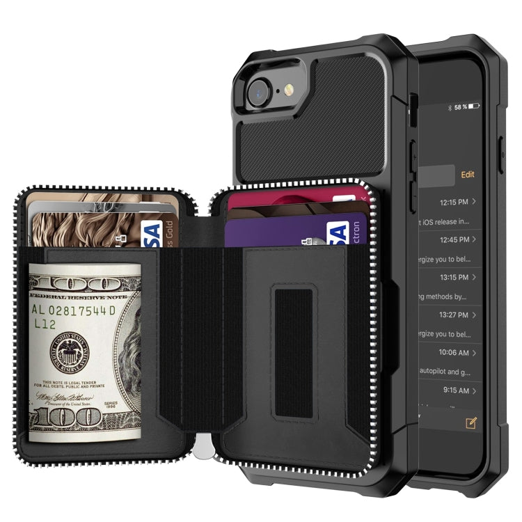 Zipper Wallet Card Bag PU Back Case, For iPhone 12 mini, For iPhone 12 / 12 Pro, For iPhone 12 Pro Max, For iPhone 11 Pro, For iPhone 11 Pro Max, For iPhone XR, For iPhone XS Max, For iPhone SE 2022 / SE 2020 / 7 / 8 / 6 / 6s                           ...