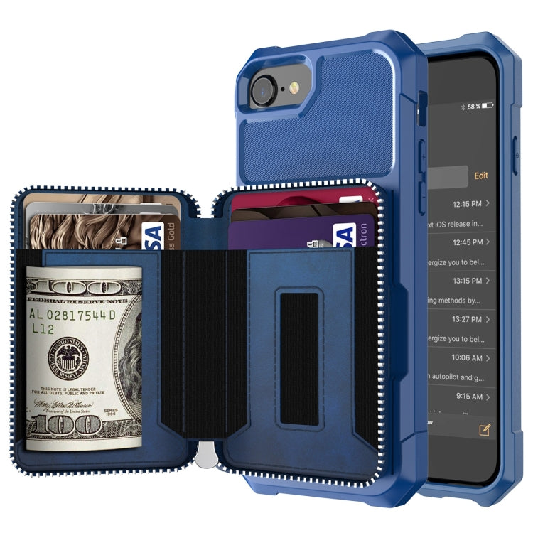 Zipper Wallet Card Bag PU Back Case, For iPhone 12 mini, For iPhone 12 / 12 Pro, For iPhone 12 Pro Max, For iPhone 11 Pro, For iPhone 11 Pro Max, For iPhone XR, For iPhone XS Max, For iPhone SE 2022 / SE 2020 / 7 / 8 / 6 / 6s                           ...