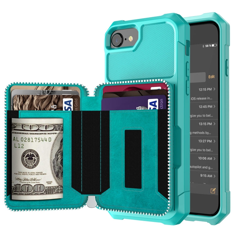 Zipper Wallet Card Bag PU Back Case, For iPhone 12 mini, For iPhone 12 / 12 Pro, For iPhone 12 Pro Max, For iPhone 11 Pro, For iPhone 11 Pro Max, For iPhone XR, For iPhone XS Max, For iPhone SE 2022 / SE 2020 / 7 / 8 / 6 / 6s                           ...