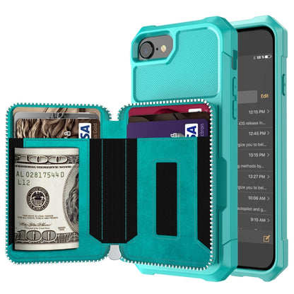 Zipper Wallet Card Bag PU Back Case, For iPhone 12 mini, For iPhone 12 / 12 Pro, For iPhone 12 Pro Max, For iPhone 11 Pro, For iPhone 11 Pro Max, For iPhone XR, For iPhone XS Max, For iPhone SE 2022 / SE 2020 / 7 / 8 / 6 / 6s                           ...