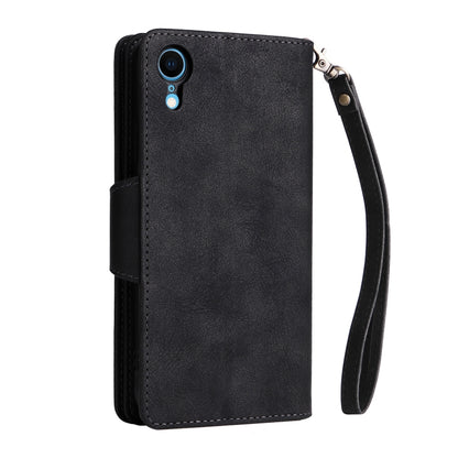Rivet Buckle 9 Cards Three Fold Leather Phone Case, For iPhone XR, For iPhone XS Max, For iPhone 11 Pro Max, For iPhone 13 Pro, For iPhone 13 Pro Max