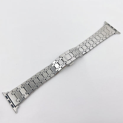 Oak Three Strains Metal Watchband For Apple Watch Series, 7 41mm / 6&SE&5&4 40mm / 3&2&1 38mm, 7 45mm / 6&SE&5&4 44mm / 3&2&1 42mm