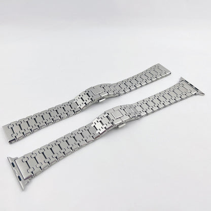 Oak Three Strains Metal Watchband For Apple Watch Series, 7 41mm / 6&SE&5&4 40mm / 3&2&1 38mm, 7 45mm / 6&SE&5&4 44mm / 3&2&1 42mm
