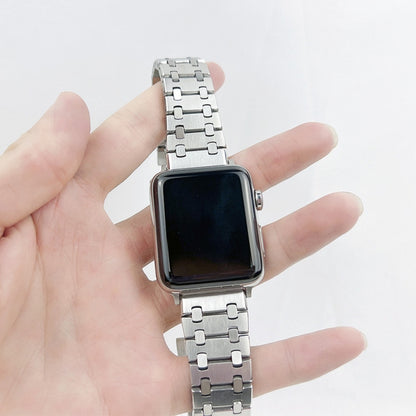 Oak Three Strains Metal Watchband For Apple Watch Series, 7 41mm / 6&SE&5&4 40mm / 3&2&1 38mm, 7 45mm / 6&SE&5&4 44mm / 3&2&1 42mm