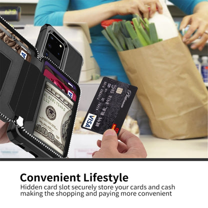 Zipper Wallet Card Bag PU Back Phone Case, For Samsung Galaxy S20, For Samsung Galaxy S20+, For Samsung Galaxy S20 Ultra, For Samsung Galaxy Note10, For Samsung Galaxy Note10+