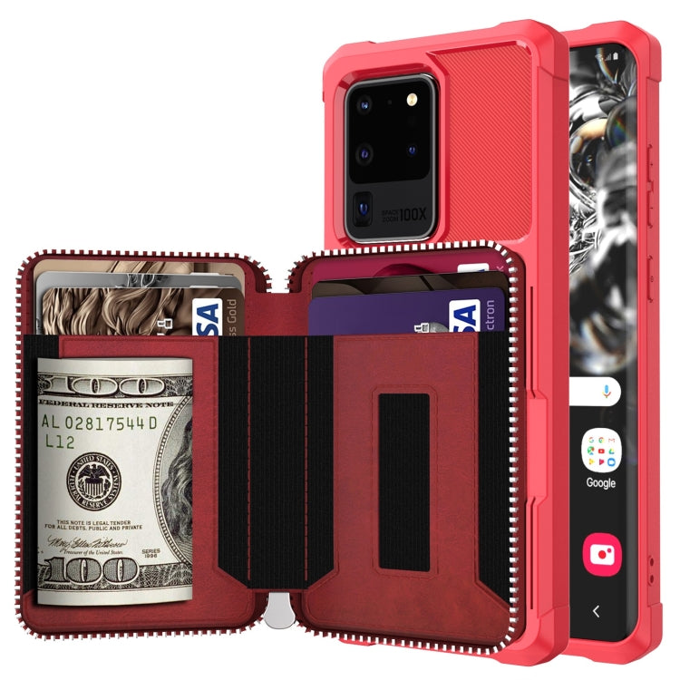 Zipper Wallet Card Bag PU Back Phone Case, For Samsung Galaxy S20, For Samsung Galaxy S20+, For Samsung Galaxy S20 Ultra, For Samsung Galaxy Note10, For Samsung Galaxy Note10+