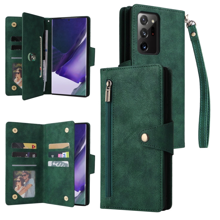 Rivet Buckle 9 Cards Three Fold Leather Phone Case, For Samsung Galaxy Note10 Lite, For Samsung Galaxy Note10+, For Samsung Galaxy Note20 Ultra, For Samsung Galaxy S8, For Samsung Galaxy S9, For Samsung Galaxy S9+, For Samsung Galaxy S10               ...